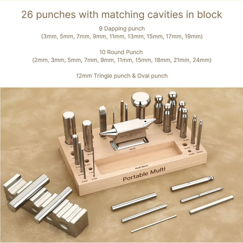 Portable All In One Metal Forming Kit For Jewelry Making With Master Forming Block Dapping Punch Set Swage Punch Set Anvil