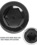 Close-up of hexagonal socket head from Beefy Built Tough Harmonic Balancer Puller Socket Set, designed for high torque applications