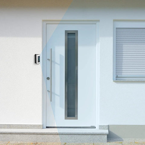 Adjustable 30 To 55 Degree Doorbell Angle Mount on modern house front door with video doorbell installation