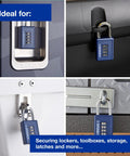 Beefy 40mm Four Dial Resettable Sports Padlock With Zinc Die Cast Body, Chrome Shackle, Navy Finish securing lockers and toolboxes