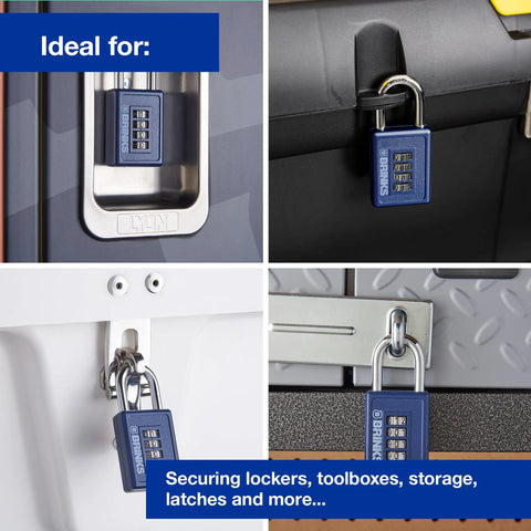 Beefy 40mm Four Dial Resettable Sports Padlock With Zinc Die Cast Body, Chrome Shackle, Navy Finish securing lockers and toolboxes
