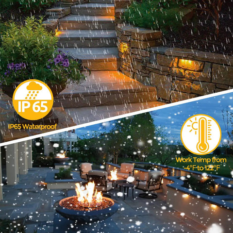 7 Inch LED Hardscape Lighting Kit 5W Outdoor Step Lights on wet and snowy stairs and patio, IP65 waterproof, 4 Pack