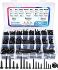 Top Tier 550 Piece Tough As Nails Black 304 Stainless Steel Wood Screw Assortment Kit With Phillips Pan Head, assorted sizes.