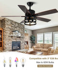 Rustic 36 Inch Ceiling Fan With Lights And Remote, Dope Retractable Blades In A Caged Design in a cozy living room