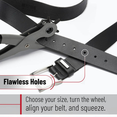 Leather Hole Punch Tool With Six Size Options For Belts Straps Watch Bands Dog Collars Saddles Shoes And Fabric Handy Pro Grade Plated Steel