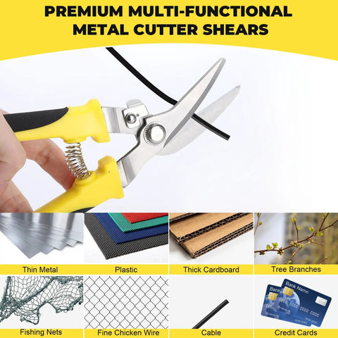Heavy Duty Tin Snips For Cutting Metal Sheet 8 Inch Straight Cut Aviation Tin Snips With Sharp Stainless Steel Blades cutting cable