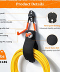 Heavy Duty Steel Garage Hooks 30 Pack With Anti Slip Coating for Bikes Ladders Hoses, wall mount detail and nylon belt