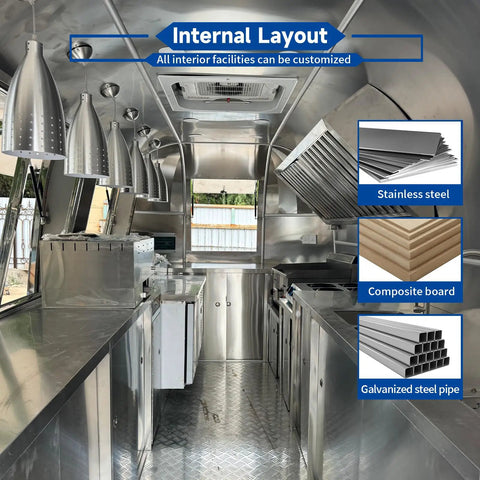 Internal layout of Slick 12 Foot Black Stainless Steel Commercial Food Trailer Equipped With Turnkey Mobile Beer Bar Station.