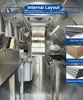 Internal view of Built Different 18 Foot White Prefab Food Trailer For Catering Hustles with stainless steel kitchen layout.