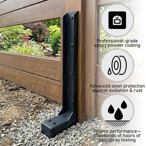 2 Pack Fence Post Repair Kit With Heavy Duty Steel Ground Spikes For Quick Fix Of Tilted And Broken 4x4 And 6x6 Wood Posts