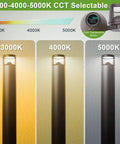 3000-4000-5000K CCT Selectable settings for Solid 42 Inch Bronze LED Bollard Landscape Light outdoors, showcasing light color options.