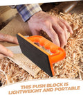 Woodworking Push Block For Table Saw And Router Table Safety Built Tough With Durable ABS Material Reliable Push Block Tool Accessory For Safer Cuts And Precise Control in use on wood shavings