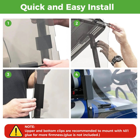 Golf Cart Windshield Mounting Clips Kit Universal Fit for quick and easy install on Club Car DS Precedent Yamaha G Series