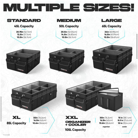 Must Have SUV Trunk Organizer Foldable 50L Storage Sturdy Box Design With 600D Oxford Non Slip Bottom Straps And Soft Cover Collapsible Car Storage Bag medium size