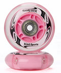 LED Illuminated Inline Skate Wheels 70mm Pink Pack Of 2 With 82A Hardness ABEC7 Bearings Magnetic Power No Batteries Needed