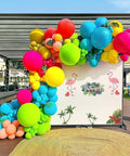 Hawaiian Summer Balloon Arch Kit With 129 Pieces In Hot Pink Teal Blue Lime Green Yellow Orange And Confetti For Totally Dope Tropical Party Vibes And Easy Indoor Outdoor Celebrations