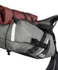 Mule 9 Bikepacking Rolltop Waterproof Saddle Bag For Tents And Gear With IPX5 Rating Easy Access Secure Mounting Reflective Trim Expandable Capacity Built Tough From Recycled Sailcloth