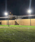 Outdoor Solar Street Light With Motion Sensor And Remote IP67 Waterproof illuminating a courtyard at night