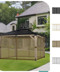 10x10 Ft Gazebo Mosquito Netting Replacement Four Panel Sidewalls With Two Way Zippers for Patio Backyard Deck and Lawn installed