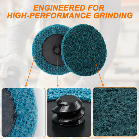 Roll Lock Sanding Disc Set 2 Inch 30 Piece Quick Change Grit Pack showing nylon texture and interlocking mechanism