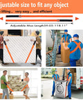 Heavy Duty Padded Moving Straps And Lifting Harness For Couches Furniture And Appliances Ergonomic Shoulder Gear in use with various objects.