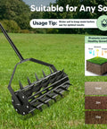 Beast Of A Heavy Duty Manual Lawn Aerator Roller With 17 Inch Push Spike Design Adjustable Steel Handle for soil compaction