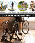 Indoor Bike Trainer Stand With Eight Level Magnetic Resistance For 26 To 28 Inch Wheels Quiet Ride Noise Reduction