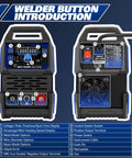 Front and back view of 135A 3 In 1 Welder For Home DIY Boss Level 110V Inverter MIG Flux Core Lift TIG And Stick Welding Machine