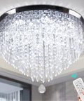 Dope Remote Dimmable 19.7 Inch 5 Tier K9 Crystal LED Ceiling Light Flush Mount Chrome Finish With 3 Color Temperatures