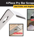 Heavy Duty Four Piece Stainless Steel Pry Bar Scraper Set With Nail Puller And Angled Edge demonstration