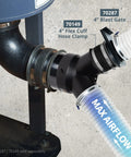 Supercharge Your Workshop Setup With This Badass Heavy Duty Dust Collector Y Fitting And Precision Splice Kit 6 To 4 Inch Hose Reducer For Shop Vac 2 Pack with hose connections and clamps.