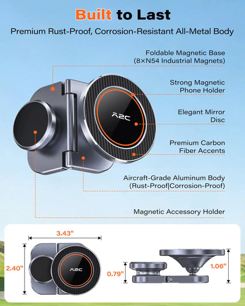 Fold Magnet Golf Cart Phone Holder With Rangefinder Mount Aluminum Alloy 2 In 1 Accessory Holder highlighting durable construction