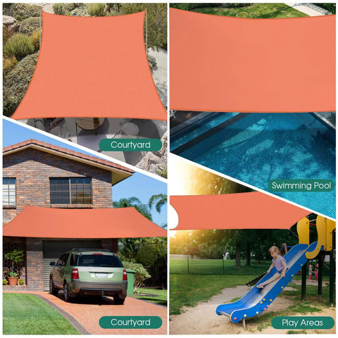 8x10 Ft Waterproof Sun Shade Sail Rectangle Canopy for Patio Pergola Backyard Keeps Outdoor Space Cool with UV Blocking