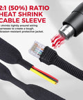 2 In 1 Heat Shrink Braided Sleeving Fabric Tubing Kit Half Inch Inner Diameter, 22 Feet Long, tight fit cable sleeve on wires