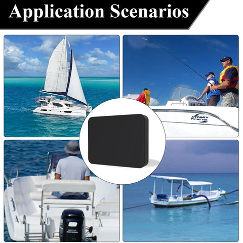 Screwless Transducer Mounting Plate For Boats, No Hull Drilling, Freely Mount On Your Boat, 4.5 By 3.5 Inch Standard Size, Black, Perfect For Small To Medium Sonar Transducers, Easy Clamp On, shown with boats