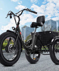 All Terrain Fat Tire Electric Tricycle For Adults With 750W Peak Motor, 36V 13Ah Lithium Battery, UL Certified, 15 MPH Top Speed, 3 Wheel Foldable E Bike, 20x4 Fat Tires, 80 Percent Assembled, Black black three-wheel electric trike with front basket and fat tires