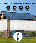 Wooden outdoor gazebo with Sun Shade Replacement Parts Kit With Heavy Duty Reinforced Tie Downs And End Caps With Rings, Black