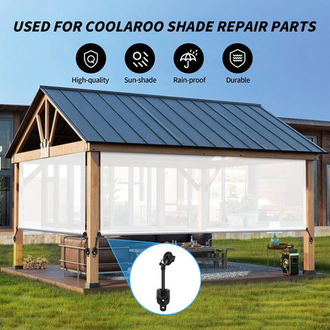 Wooden outdoor gazebo with Sun Shade Replacement Parts Kit With Heavy Duty Reinforced Tie Downs And End Caps With Rings, Black