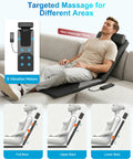 Man using Full Body Massage Mat With Heat And Shiatsu Kneading For Deep Tissue Back Pain Relief on sofa with 8 vibration motors.