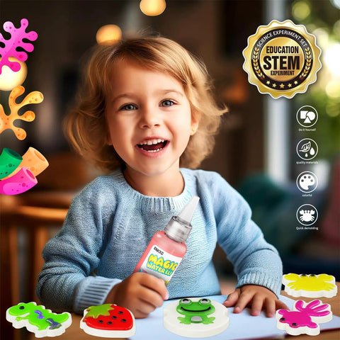 Child playing with Water Gel Elf Kit For Kids With 12 Color Magic Gels And 12 Shape Molds DIY STEM Aqua Kit on a table