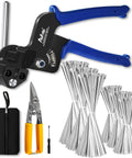 Heavy Duty Metal Zip Tie Kit With Gun, 300 Pack Stainless Steel Cable Ties, Tools, For Vehicles, Fence, Includes Storage Bag
