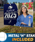 Pack Of 10 Custom Yard Signs Upload Your Design In 3 Sizes With 35 Backgrounds And 20 Fonts Double Sided Durable 4mm Coroplast DIY Yard Sign With H Stake Real Estate Signage featuring graduation message on lawn