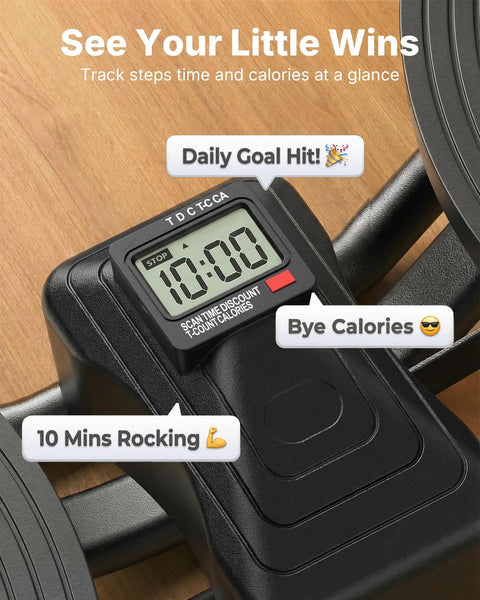 Smooth 3D Motion Rocking Stepper For Home Workouts Hits Different With Side To Side Action Built To Sculpt Glutes Thighs And Core Without Breaking A Sweat While Getting Firm Gains digital display showing workout stats