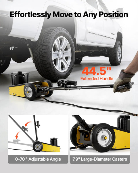 22 Ton Workhorse Air Hydraulic Floor Jack For SUVs And Trucks Heavy Duty Steel Pneumatic Lift With Quick Lift Pump Extension Posts And Rugged Racing Style Design For Easy Lifts And Heavy Vehicle Service, 44.5in handle