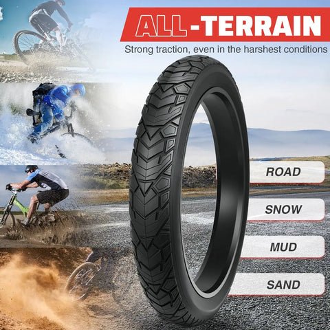 Fat Bike Tire 26x4.0 Inch Heavy-Duty Anti-Slip All-Terrain Replacement for E-Bike and Trike Foldable With Inner Tube 2 Pack Black, tread view