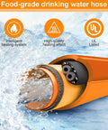 Ficstar 20ft heated drinking water hose for RV, orange, 5/8 in ID with 3/4 in GHT adapter, self-regulating