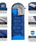 4 Season Sleeping Bag With Pillow For Camping And Backpacking, Lightweight And Cozy Yet Warm, Waterproof And Washable features