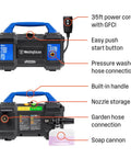 Powerhouse Electric Pressure Washer With 2100 Max PSI And 1.76 Max GPM Lightweight 18 Lb With Built In Carry Handle Detachable Foam Cannon
