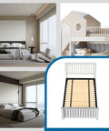 Hella Sturdy Folding Box Spring, Heavy Duty Wooden Mattress Foundation, Low Profile Bed Board With Reinforced Slats, Stops Sagging And Is A Total Sleep Game Changer, Measures 60 By 30 Inches in a bedroom setting.