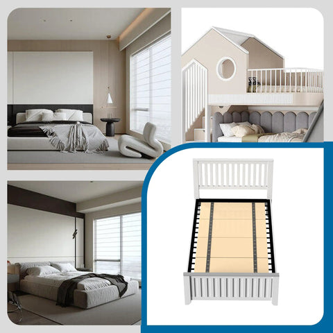 Hella Sturdy Folding Box Spring, Heavy Duty Wooden Mattress Foundation, Low Profile Bed Board With Reinforced Slats, Stops Sagging And Is A Total Sleep Game Changer, Measures 60 By 30 Inches in a bedroom setting.